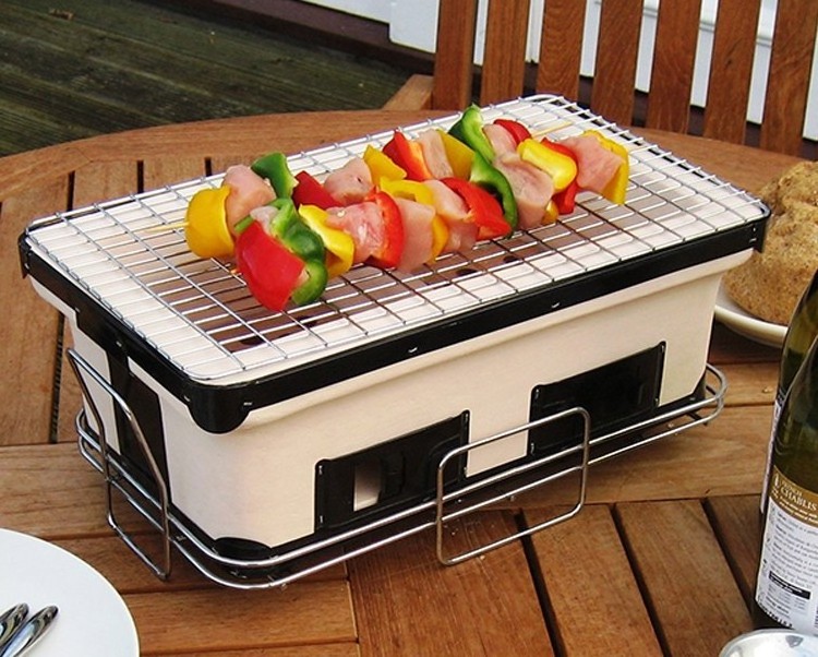 Auplex High Configuration Outdoor Mini Tabletop Contact Charcoal Japanese Yakitori Hibachi BBQ Grill