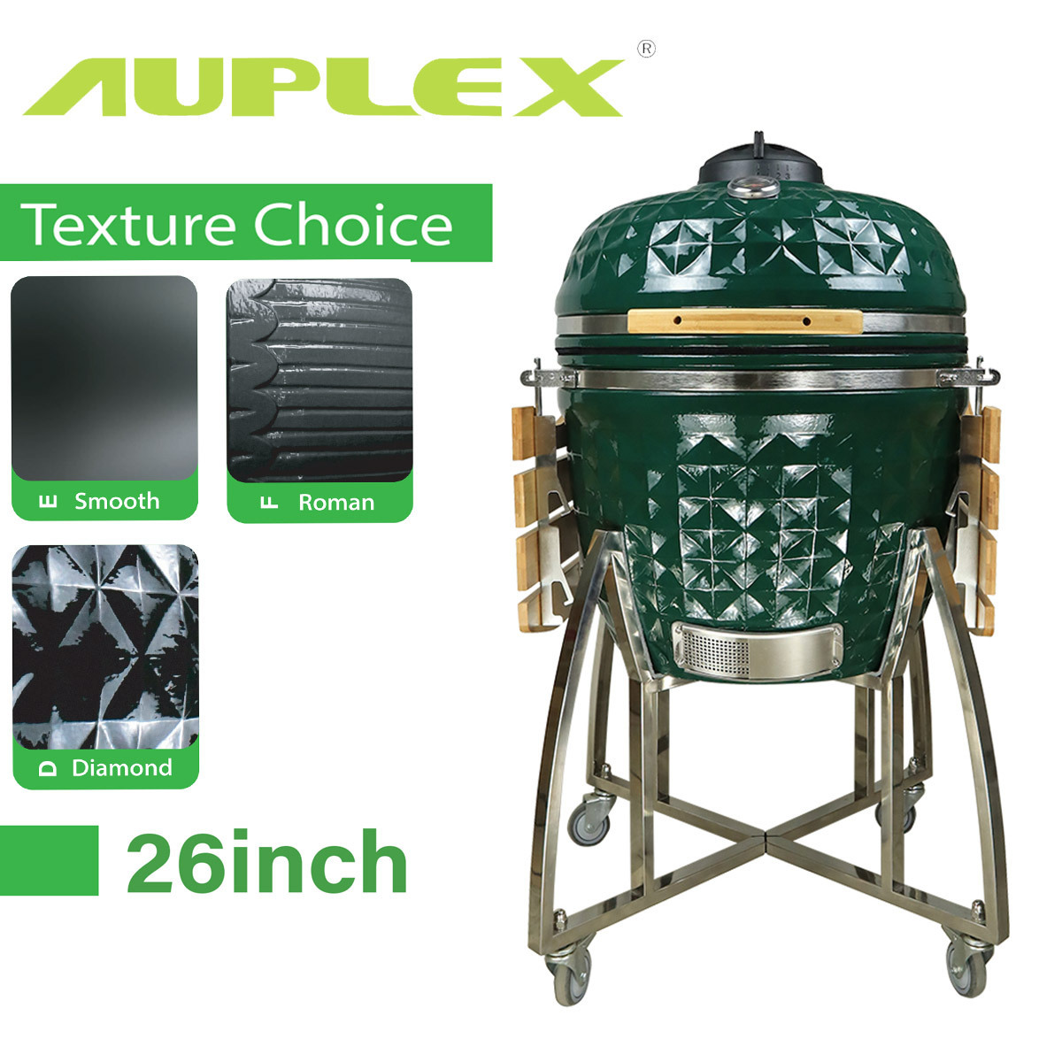 Auplex modern charcoal stove BBQ Kamado 26 Inch Barbecue Ceramic grill