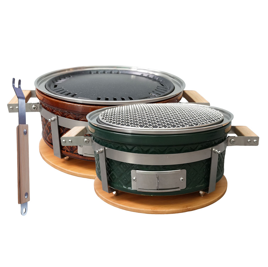 Auplex OEM Asador Teppanyaki 2-in-1 Barbecue Japanese Charcoal Tabletop Bbq Kebab/Yakiniku/Yakitori Grill