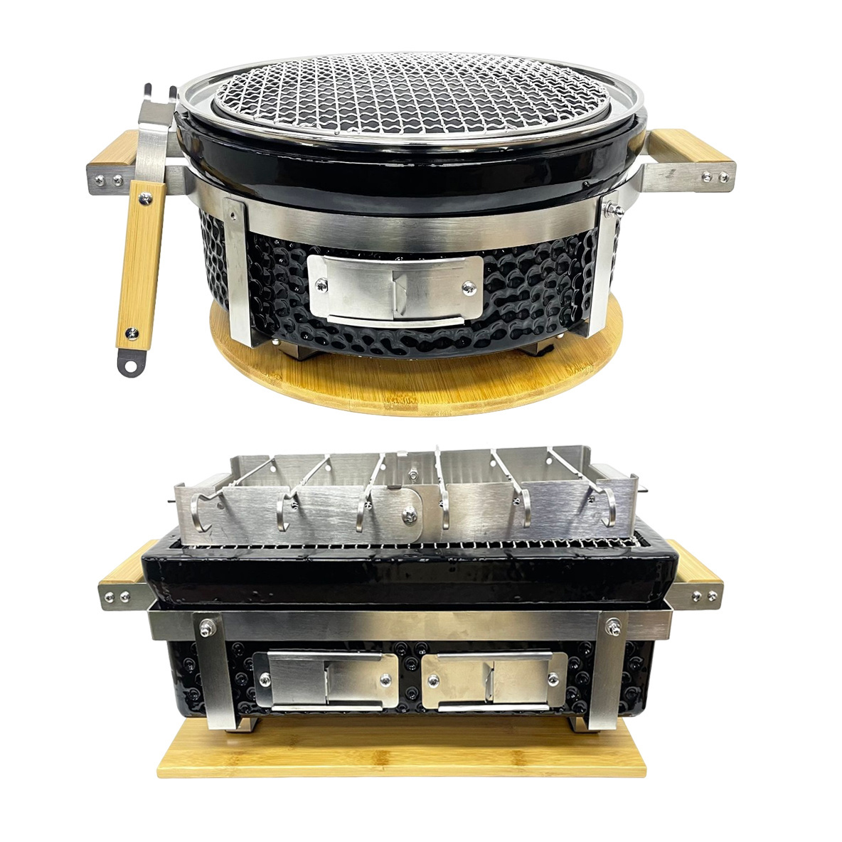 Auplex OEM Asador Teppanyaki 2-in-1 Barbecue Japanese Charcoal Tabletop Bbq Kebab/Yakiniku/Yakitori Grill