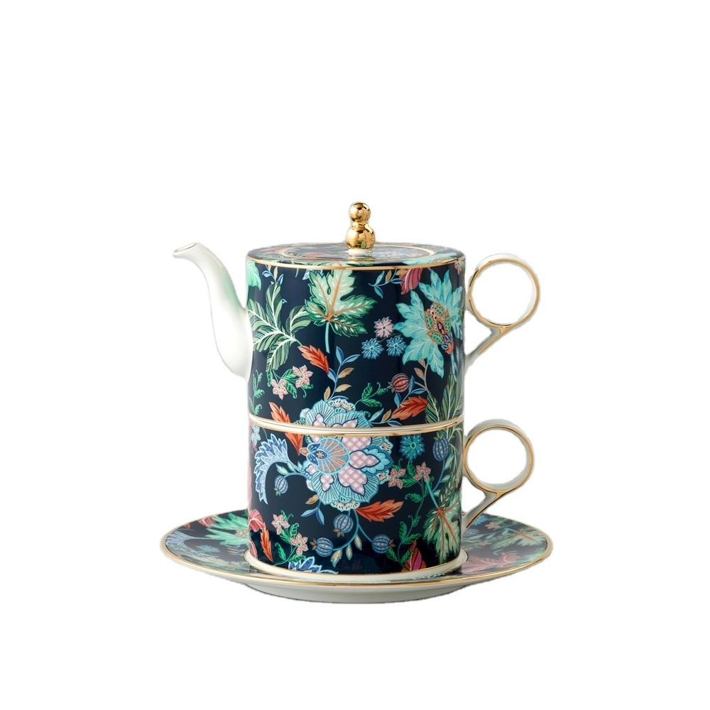 Auratic New UK Royal Flower Design Fine Ceramic Porcelain Coffee Tea Pot Pour Over Coffee Kettle