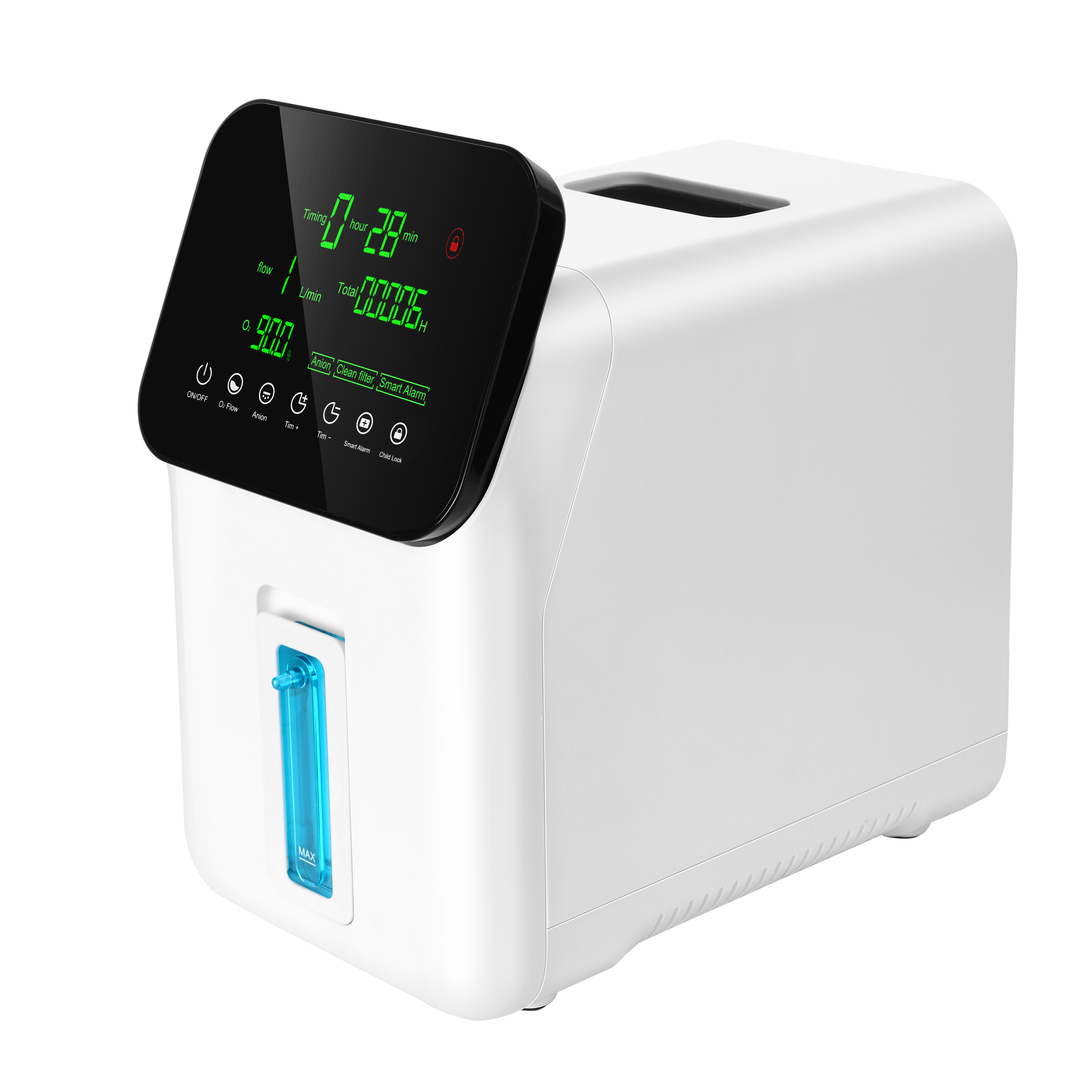 Portable Oxygen Concentrator 1L to 7L Flow Big Display Oxygen Machine with globe Plug for Physical Therapy 1-Year Warranty