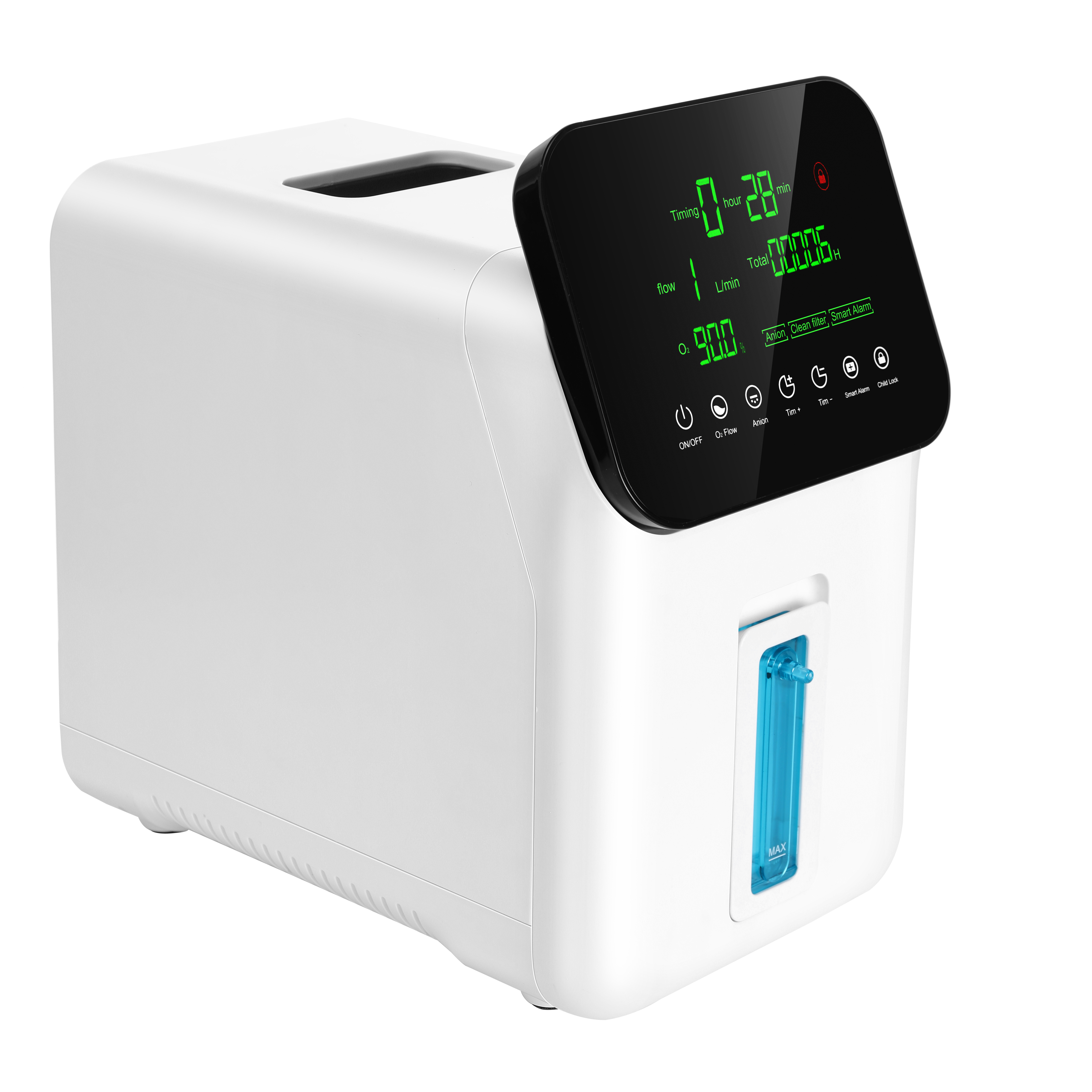 Portable Oxygen Concentrator 1L to 7L Flow Big Display Oxygen Machine with globe Plug for Physical Therapy 1-Year Warranty