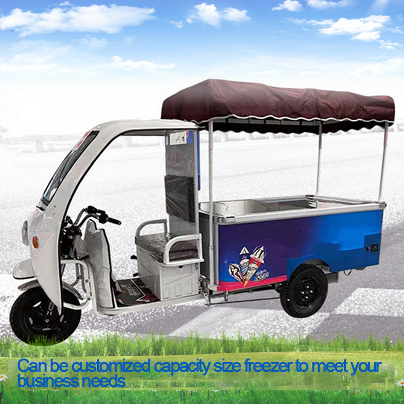 Outdoor Use Mobile Electric Tricycle Popsicle Vending Truck Three Wheels Mobile Ice Crean Gelato Car