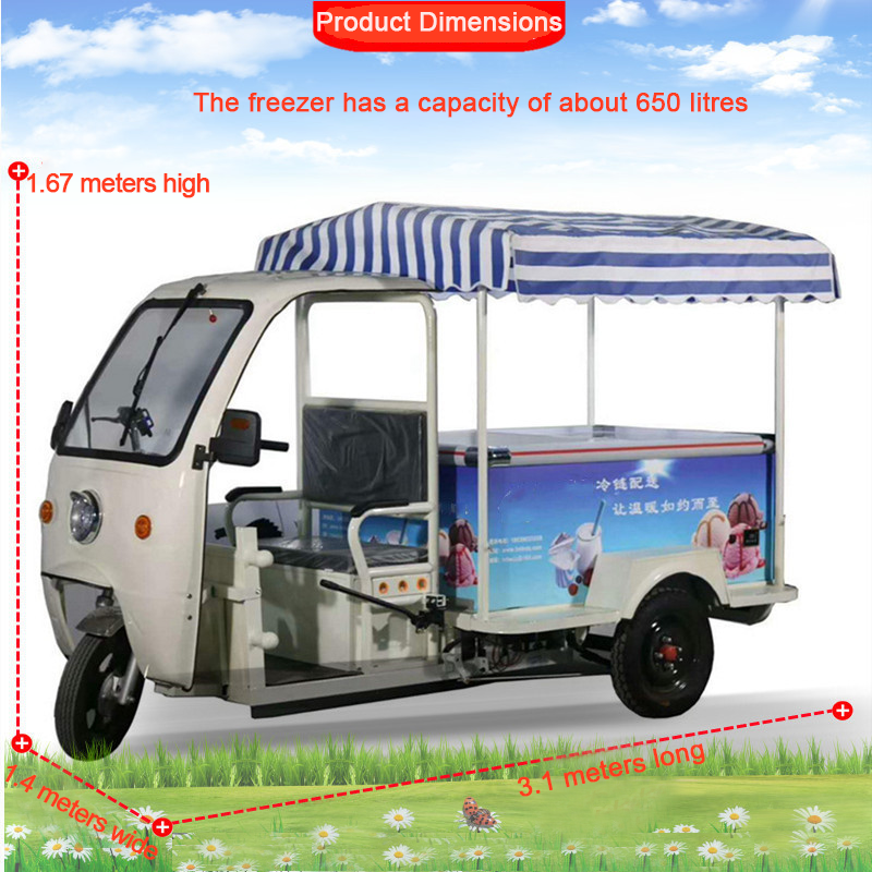 Outdoor Use Mobile Electric Tricycle Popsicle Vending Truck Three Wheels Mobile Ice Crean Gelato Car