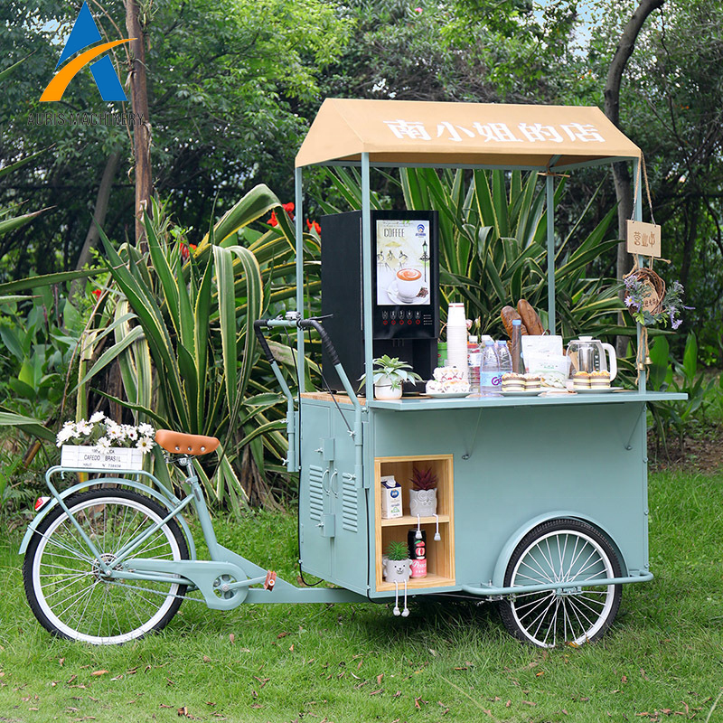 New design outdoor mobile coffee tricycle food bike for sale tricycle street coffee bike cafe bicycle