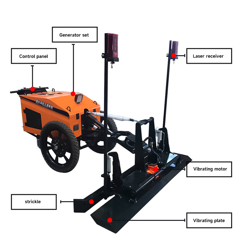 Factory supply road paver laser screed vibration ruler frame concrete floor leveling machine with loader