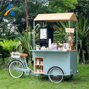 New design outdoor mobile coffee tricycle food bike for sale tricycle street coffee bike cafe bicycle