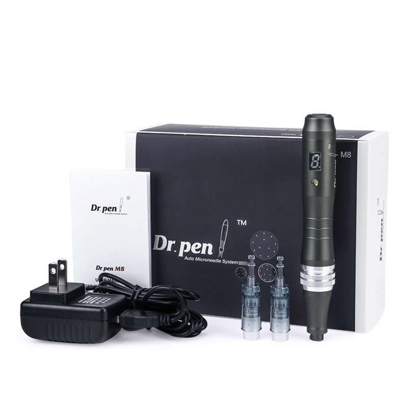 LED display ergonomic design M8  auto electric derma pen with cartridges