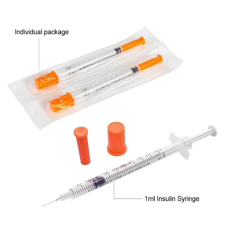 medical safety sterility disposable 1ml insulin syringe with needle