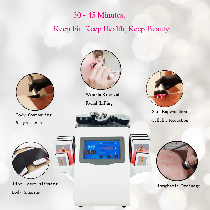 AU-71B Hot Selling Products 6 in 1 Vacuum RF Skin Tightening And Cavi Lipo Weight Loss Equipment