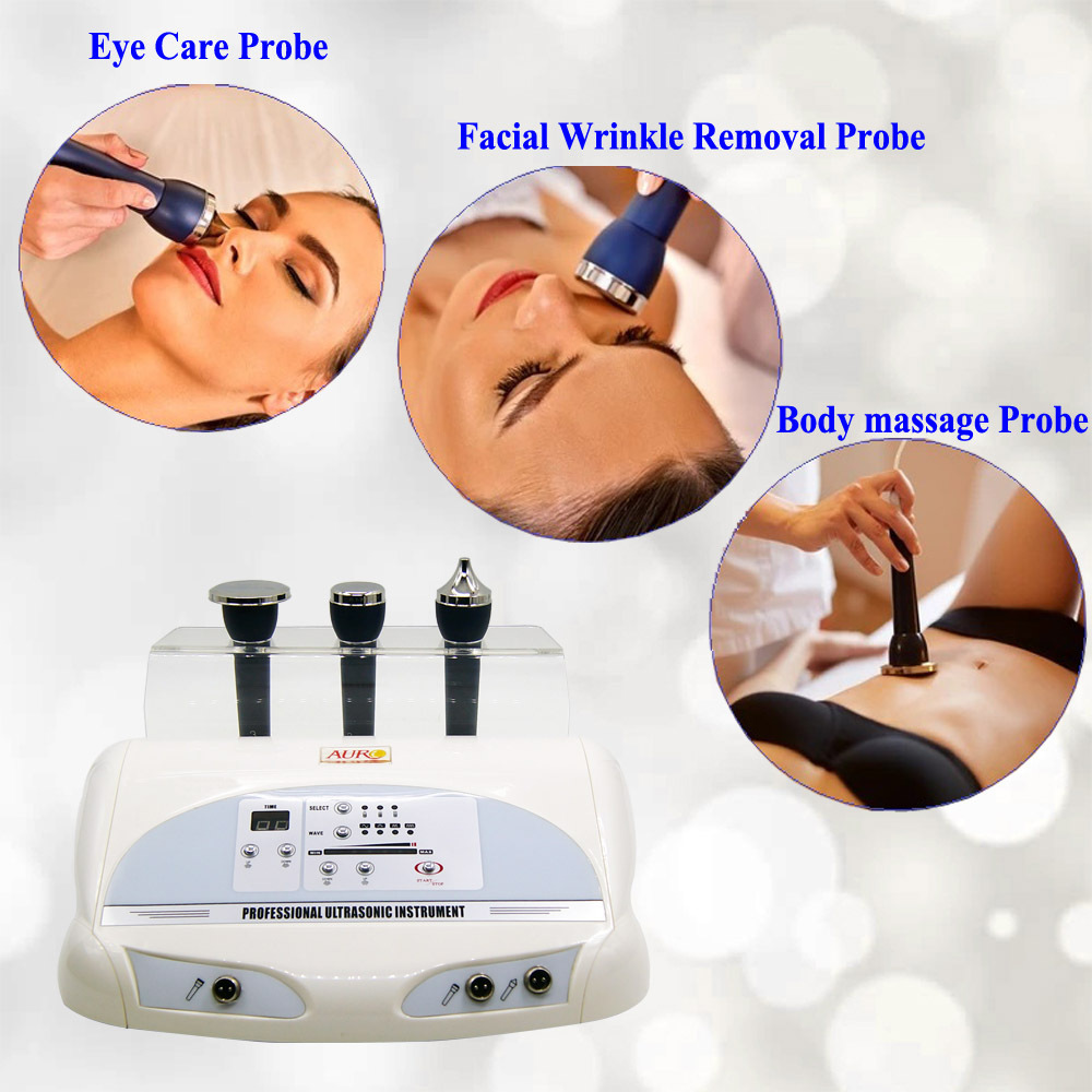 AU-8205 Ultrasonic Facial Massager 3Mhz Ultrasound Probes Beauty Skin Lifting Skin Rejuvenation Massage Instrument