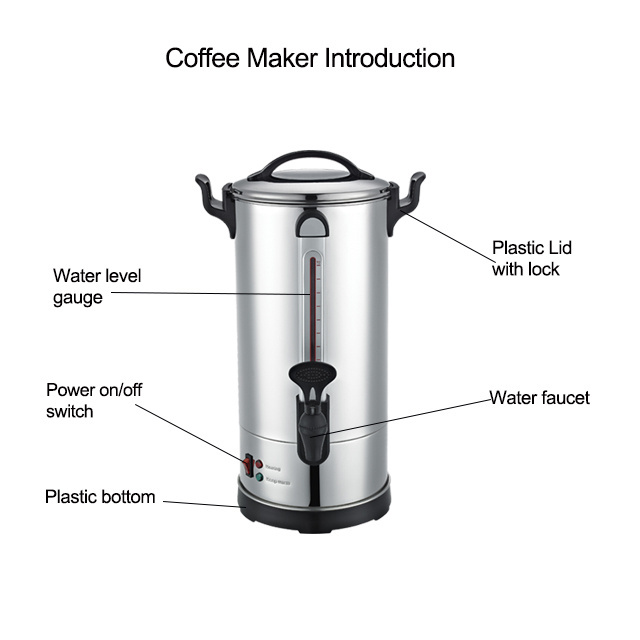 Coffee Percolator Commercial Coffee Urn Double Wall Stainless Steel Electric Silver Removable Cappuccino Machine Nova Simonelli