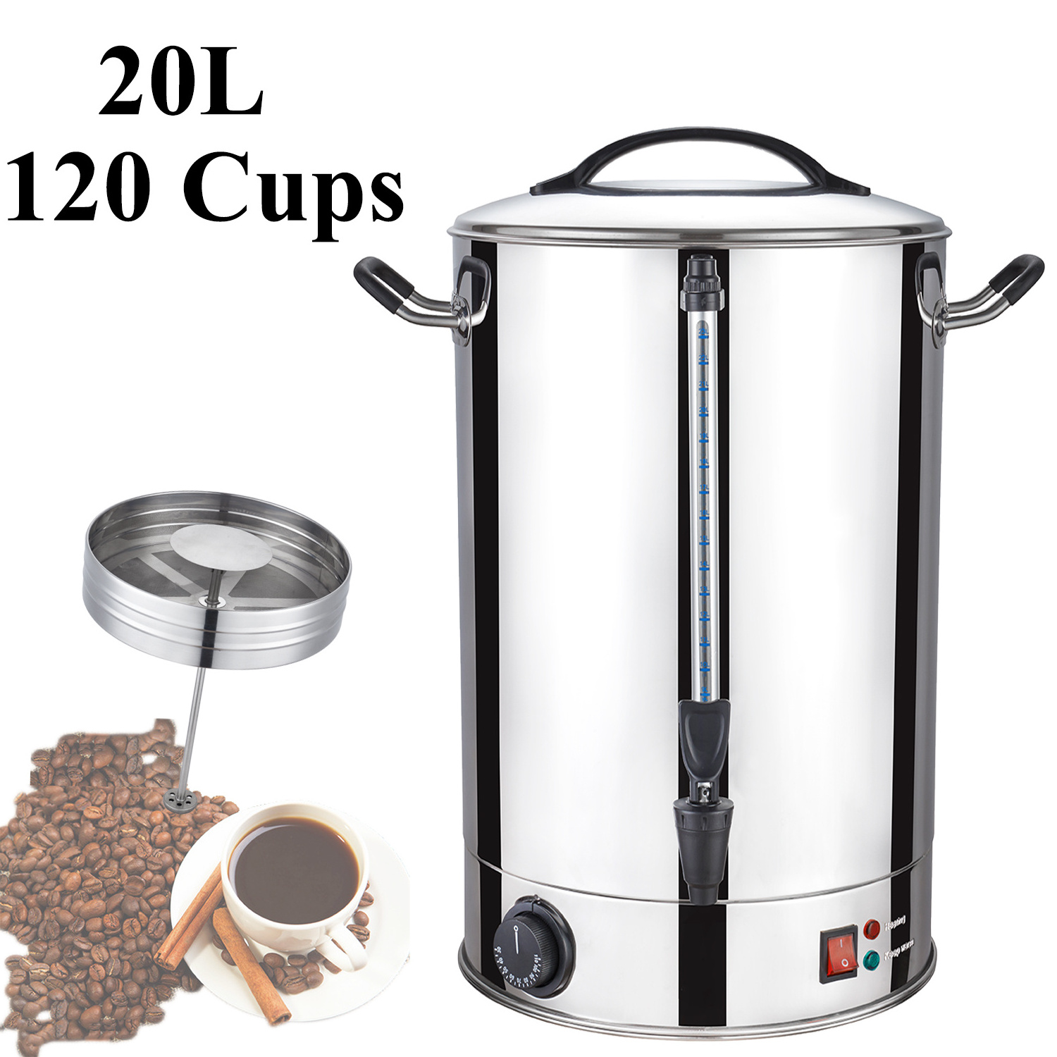 Milk Tea Shop Stainless Steel Dispenser Bucket Home 20L 120 Cups Turkish Coffee Maker Electric