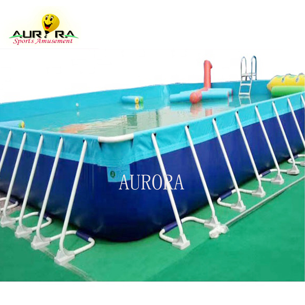 Commercial Portable PVC Inflatable Water Pool Rectangular Metal Frame Swimming Pool for water park pool