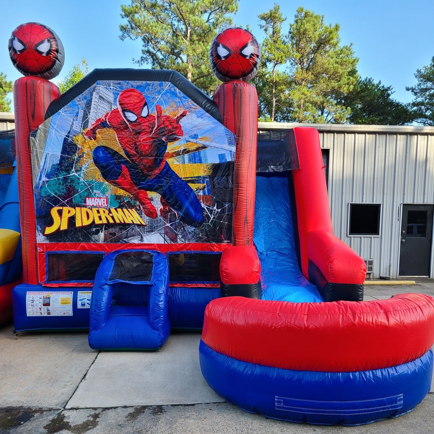 commercial kid obstacle toboggan combo bouncer water slide jumper spiderman inflatable castle bounce house