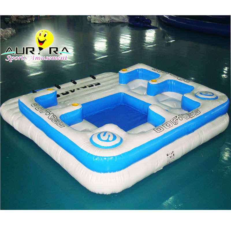 6 Person big Inflatable Water Floating Island Inflatable Island Lounge Inflatable River Raft Tropical Tahiti