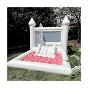 All white Mini Size Kids Jumpers party rentals inflatable Bounce House with Ball Pit Pool for Toddler Wedding Jumping Balloons