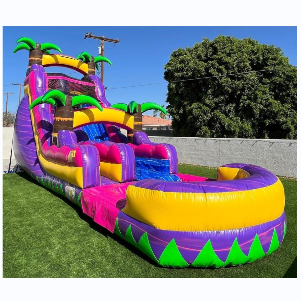 Hot sale purple small water slide for girls outdoor backyard water slides inflatable for kids and adults