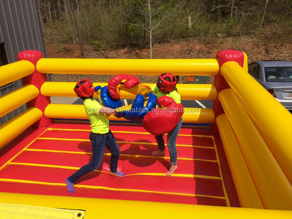 Rental events fight game jumper bouncy castle wrestling boxing ring bounce house inflatable boxing ring with gloves for kids