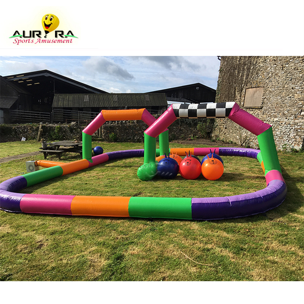 Inflatable go kart race track Outdoor inflatable track race for bumper car Attractive inflatable race track for hopper ball