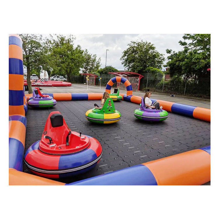 Hot sale Outdoor Playground Big speedway Amusement park fence race track inflatable go kart track for bumper cars arena on Sale