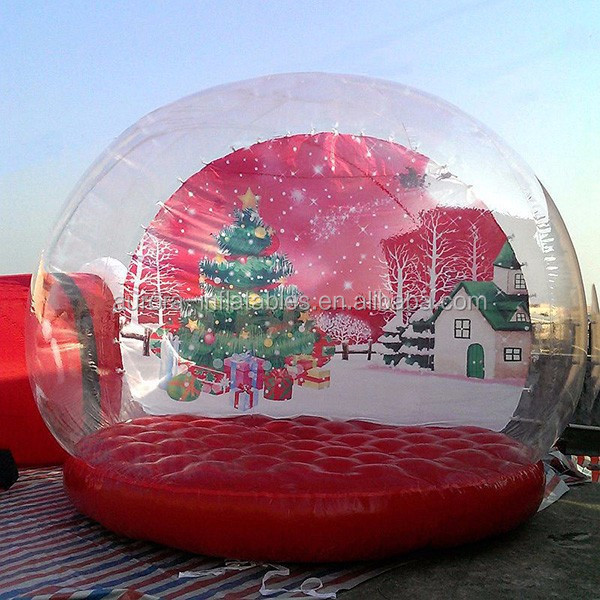 Popular advertising large snow globe decoration human size inflatable snow globe photo booth