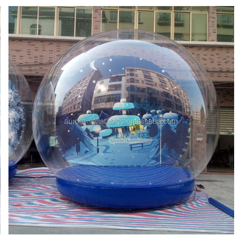 Popular advertising large snow globe decoration human size inflatable snow globe photo booth