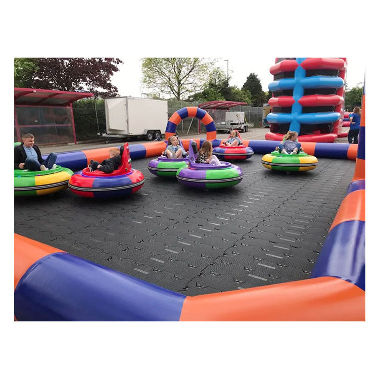 Hot sale Outdoor Playground Big speedway Amusement park fence race track inflatable go kart track for bumper cars arena on Sale