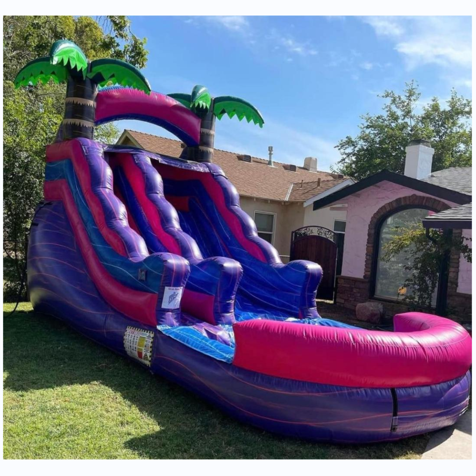 Hot sale purple small water slide for girls outdoor backyard water slides inflatable for kids and adults