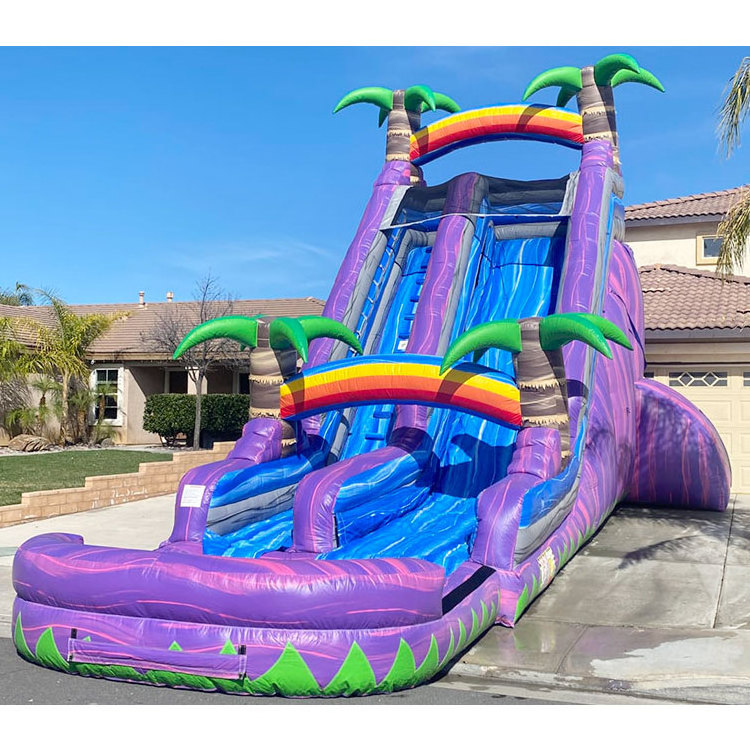 Hot sale purple small water slide for girls outdoor backyard water slides inflatable for kids and adults