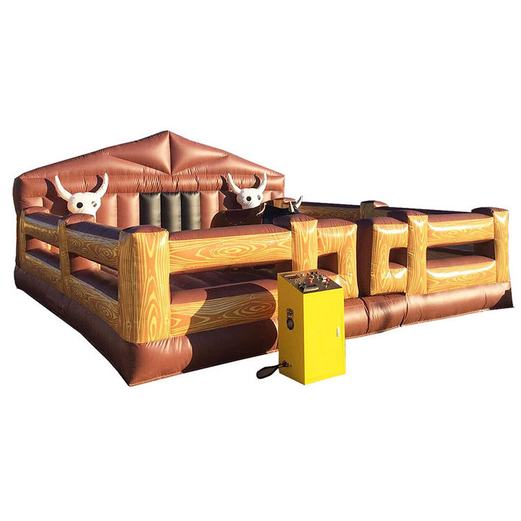 New design wholesale Sports Games Bouncer bull rodeo mechanical electric bull ride inflatable for sale