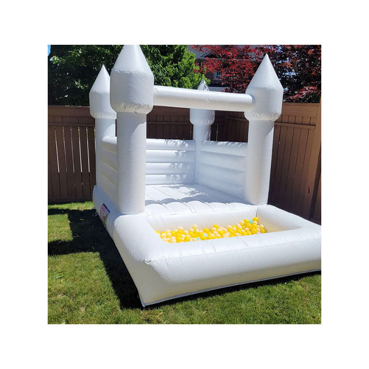 Hot sale White Castle Jumping Bouncy jumper wedding moonwalk inflatable commercial bounce house with ball pit for party rental