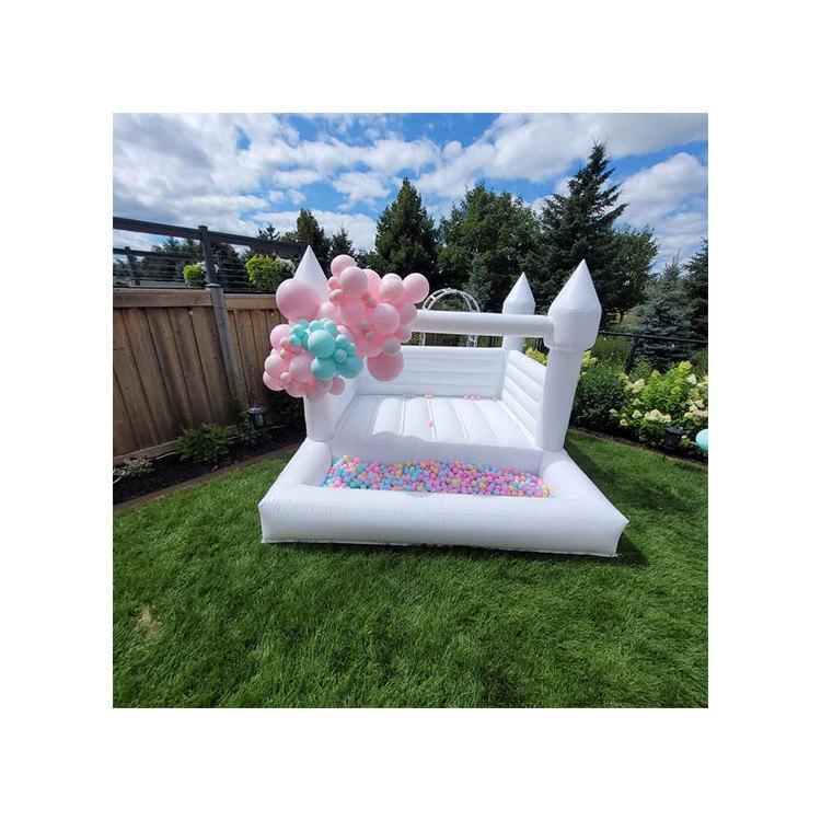 Hot sale White Castle Jumping Bouncy jumper wedding moonwalk inflatable commercial bounce house with ball pit for party rental