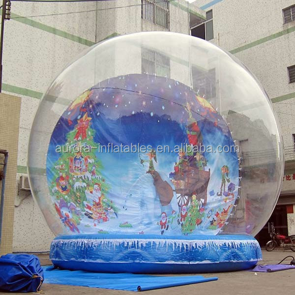 Popular advertising large snow globe decoration human size inflatable snow globe photo booth