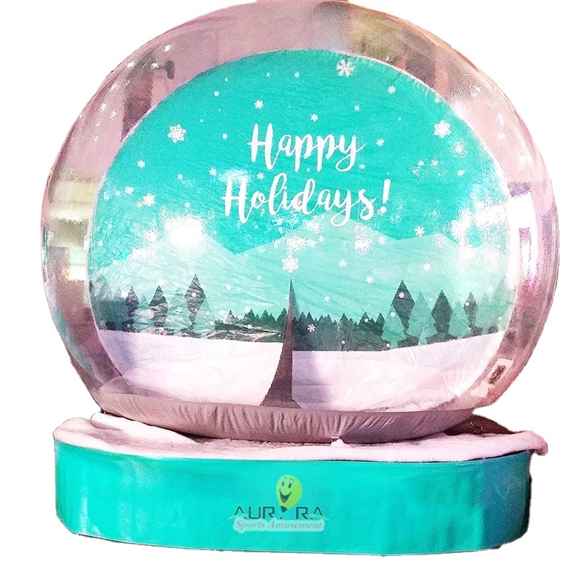 Popular advertising large snow globe decoration human size inflatable snow globe photo booth