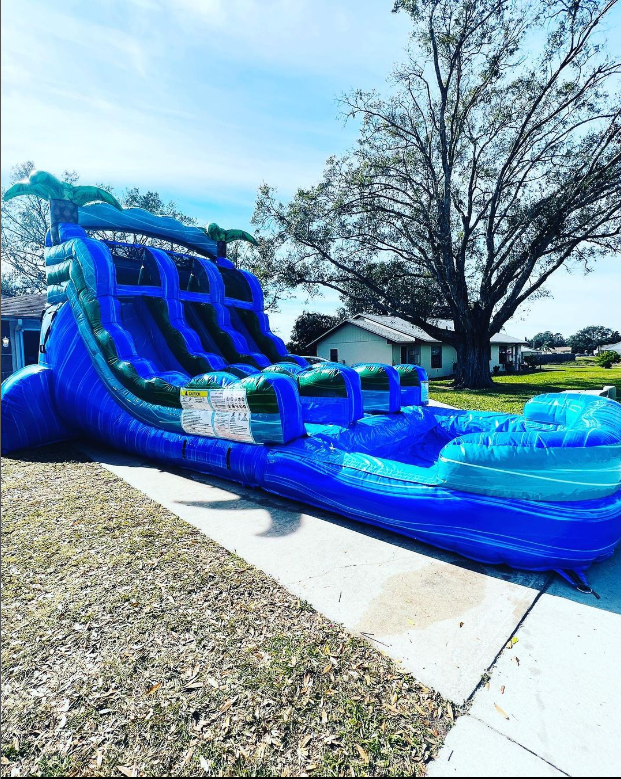 New design Commercial kids slip pool jumping castle  waterslide bouncer combos double slide flat adult inflatable water slide