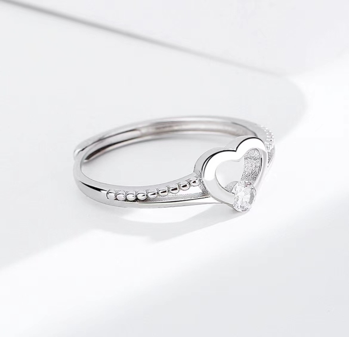 Wholesale Bulk Price Heart Shaped Trendy Adjustable Sterling Silver 925 Engagement Rings for Women