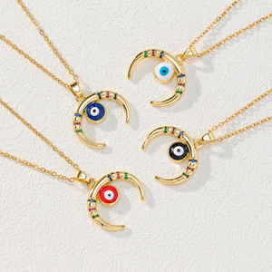 Wholesale Retro Ethnic Style Colorful Moon Eye Jewelry Turkish Evil Eye Pendant Accessories