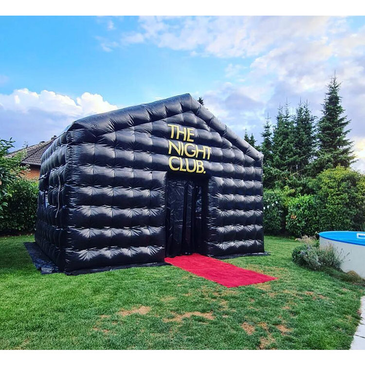 Outdoor birthday blow up night club tent Commercial Black Portable mobile inflatable nightclub tent with led light for party