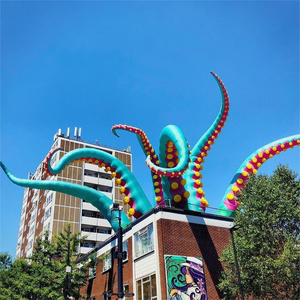 Green inflatable giant octopus balloon red inflatable claws Halloween party decoration inflatable octopus tentacles