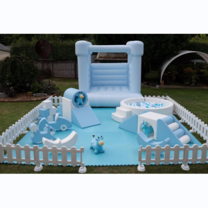 light blue and white soft play set soft blocks round ball pit fence soft play equipment commercial for kids