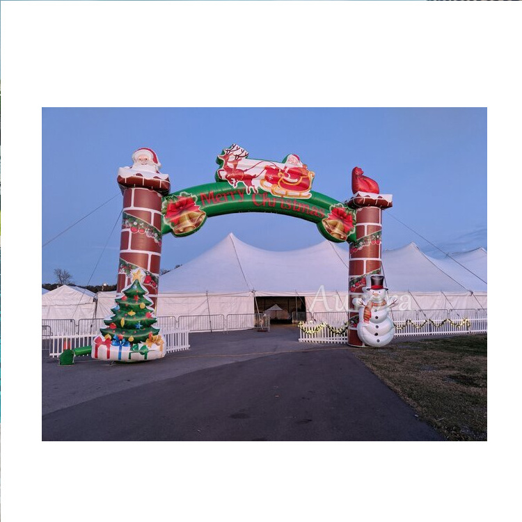 Blow up pvc archway arche gonflable noel 12 mater arch rainbow inflatable advertising merry christmas arch