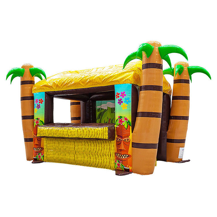 Tropical Inflatable Open Tiki Bar with Palm Tree Inflatable Serving Tent Bar Counter mini tiki bar sale for Party Event