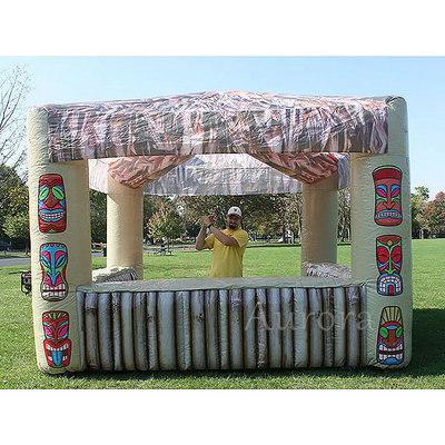 Tropical Inflatable Open Tiki Bar with Palm Tree Inflatable Serving Tent Bar Counter mini tiki bar sale for Party Event