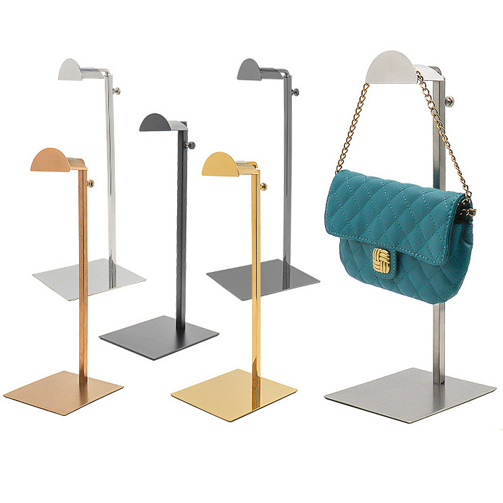 Wholesale Store Design Fixture Metal Women Purse Hand Bag Display Holder Stand Hanging Rack Handbag Display Stand Holder Black