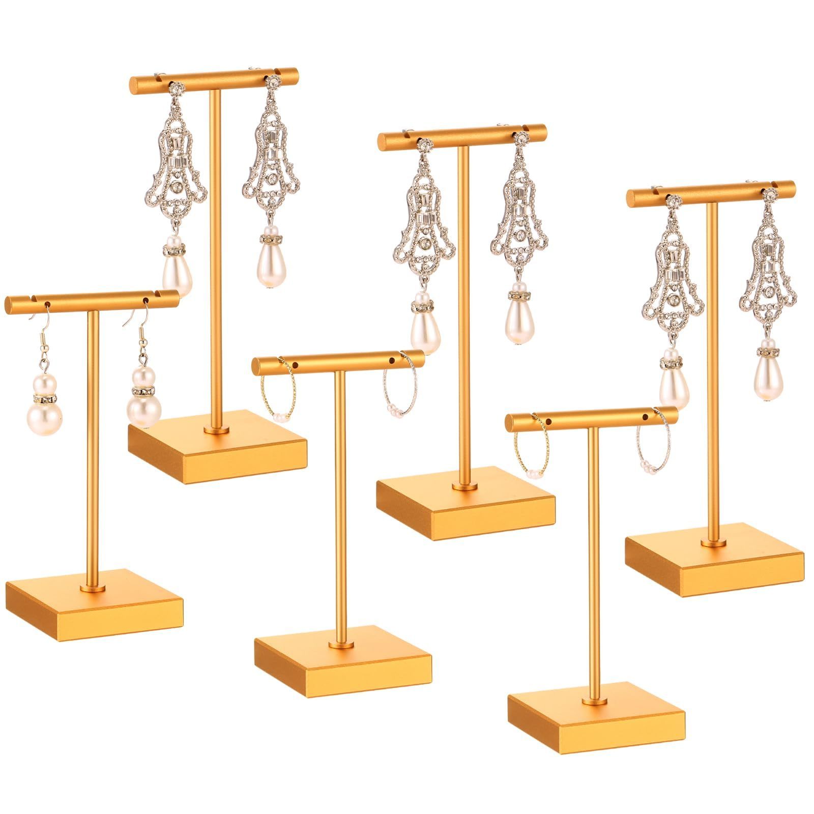 6 Pack Metal T Bar Earring Display Stand Retail Earring Display Holder Detachable Metal Earring Display Storage Rack Jewelry