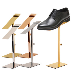 Customized Noble Silver Hot Sale Fashion Retail Metal Adjustable Portable Shoe Display Stands For Shops