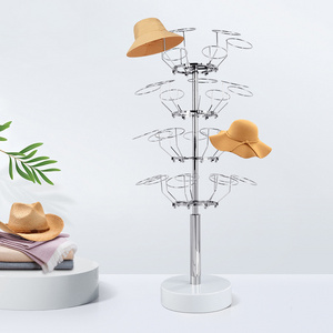 Rotating Hat Display Rack Free Standing Headwear Wig Stand Baseball Hat Display Rack