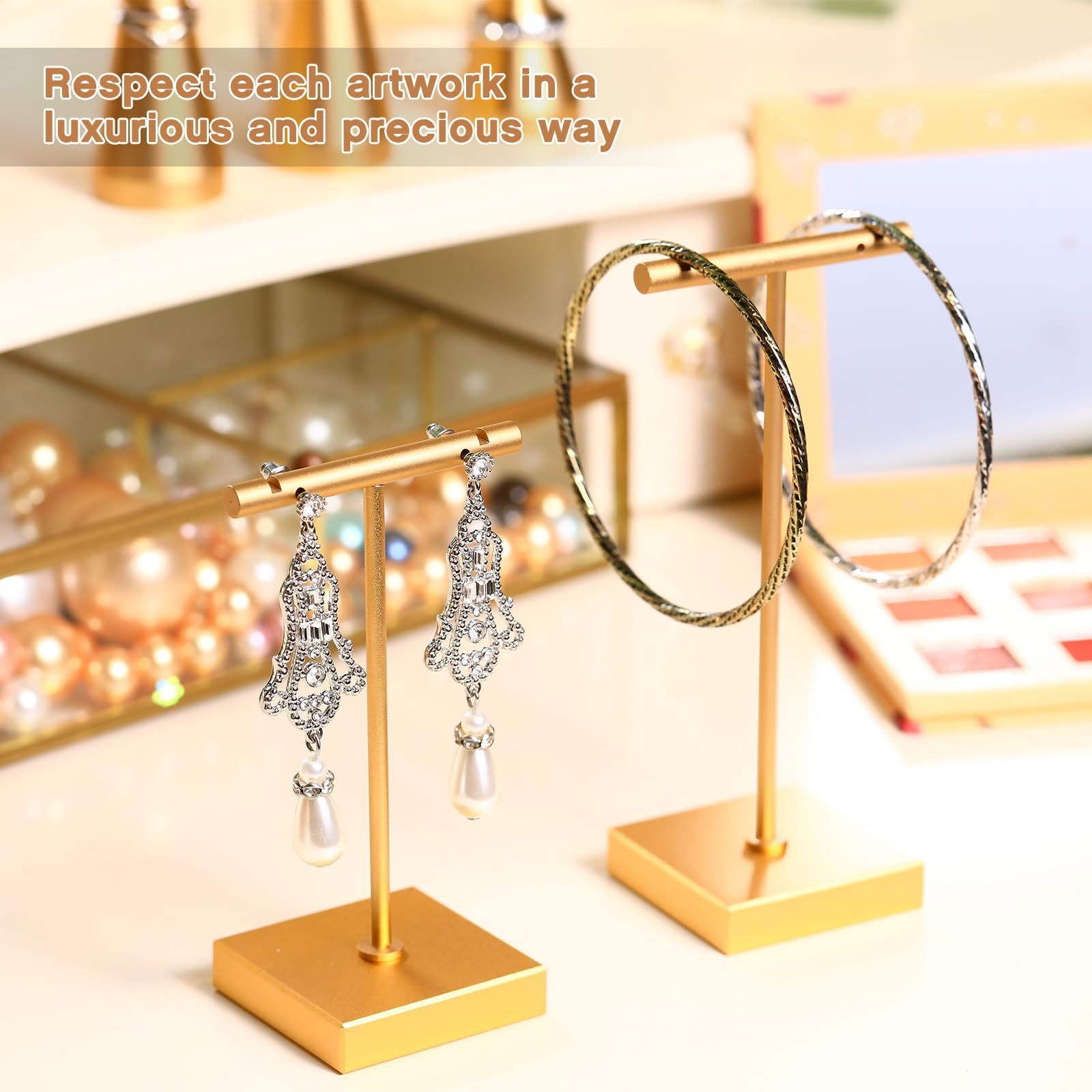 6 Pack Metal T Bar Earring Display Stand Retail Earring Display Holder Detachable Metal Earring Display Storage Rack Jewelry